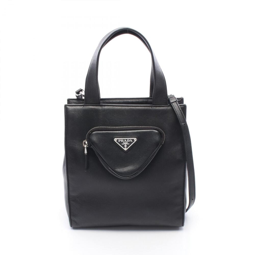 Prada black nappa leather tote bag triangular zippered pocket